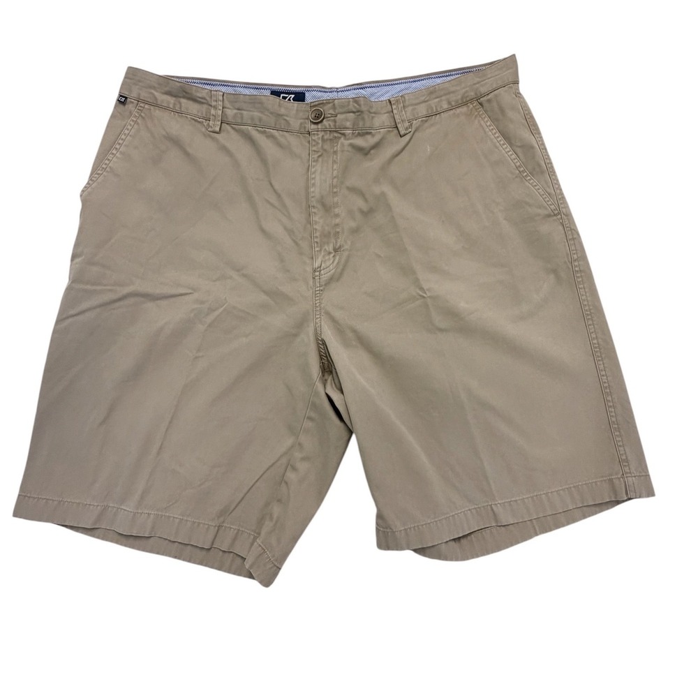 Cutter & Buck Mens Khaki Chino Shorts Size 44T Tan Cotton Twill Golf Casual